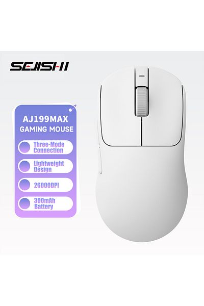 Choice AJ199 White SEJISHI AJ199 MAX 26000dpi PAW 3395 2.4Ghz BT5.2 Wireless Mouse 3-Mode Optical Micewith