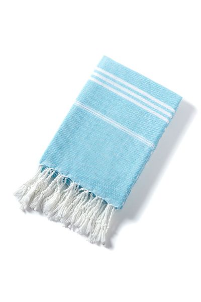 Choice3 90x180cm light blue Striped Turkish Sports Bath Towel with Tassels Travel Gym Camping Sauna Beach Po