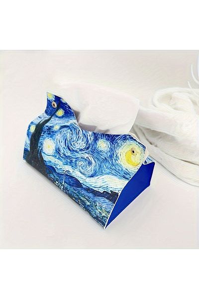 Choice Blue 1pc Van Gogh Starry Sky Paper Tissue Storage Box Paper Special
