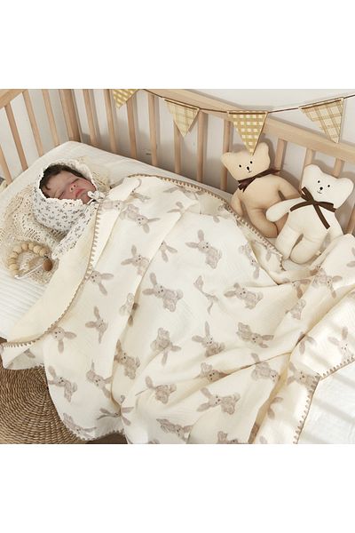 Choice 110X130CM rabbit Baby Blankets for Beds 4 Layer Cotton Swaddle Muslin Blanket Bedding Linen Babies A