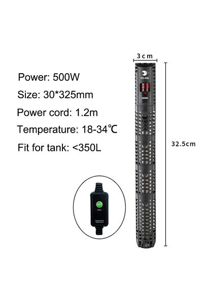 Choice1 Voltage 220V 500W Aquarium Submersible Heater Fish Tank Water Heating Rod Constant Aquarium Thermost