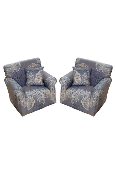 OEM Set de 2 huse elastice pentru fotoliu, MS STAR, model abstract, S-90x140cm, albastru/crem