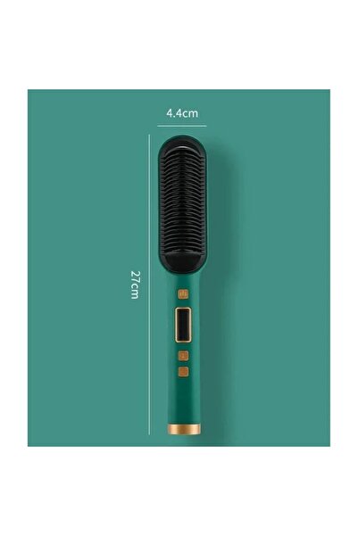 EMATTEIRO Hair Straightening Brush with 5-Speed Temperature Control, Swivel Cord, Turquoise,