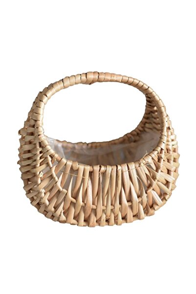 Choice Yellow Willow Rattan Woven Basket Wicker Half Moon Storage With Handle...