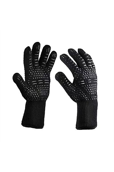 Choice black men 2PC 1/2PCS BBQ Gloves High Temperature Resistance Oven Mitts 500 800 Degrees Barbecue Heat