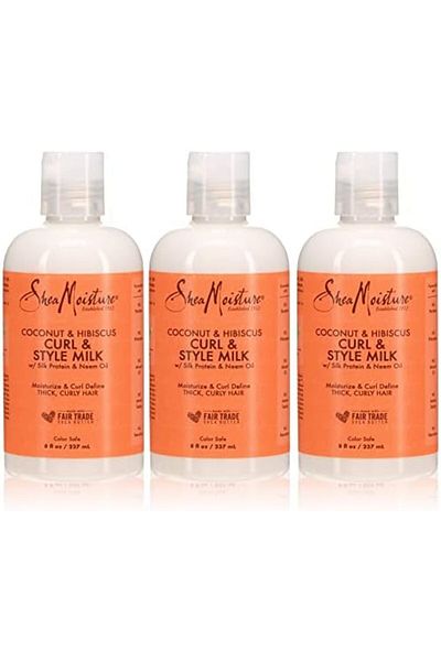 Shea Moisture Coconut & Hibiscus Curl and Style Milk (8 oz, 235ml) - 3 Pack