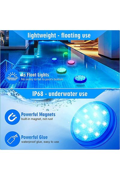 Choice 2pcs Rechargeable Underwater Submersible Pool Lights with Remote IP68 Waterproof Color Changing Led