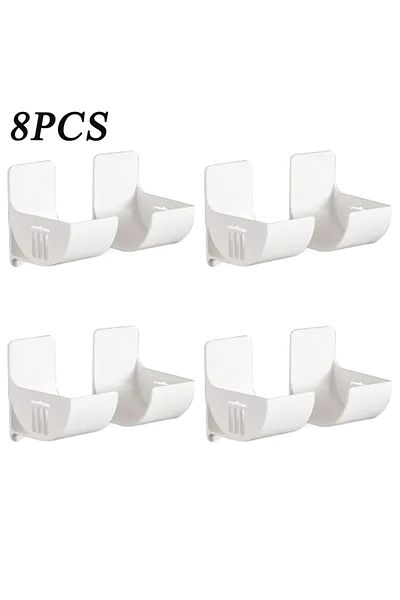Choice1 White-8Pcs Wall Mounted Organizer No Hole Storage Tray Kitchen Shelf Cling Film Trash Bag Organizer