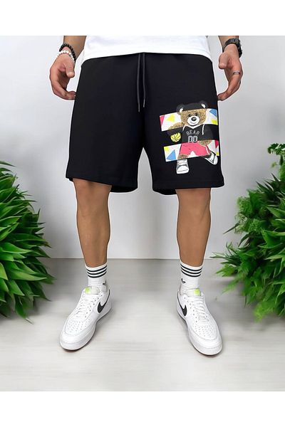 dehaine Premium shorts for men, Black with print, Y247