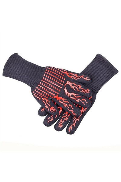 Choice red men 2PC 1/2PCS BBQ Gloves High Temperature Resistance Oven Mitts 500 800 Degrees Barbecue Heat I