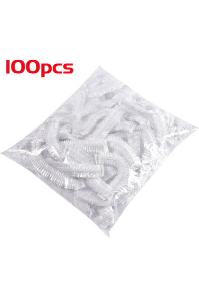 Choice3 100 قطعة - أبيض 100 قطعة/مجموعة قبعات استحمام بلاستيكية للاستخدام مرة...