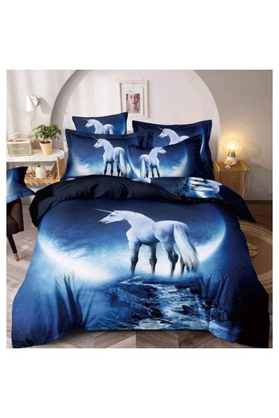 OEM 3D Finet Bedding Set for 2 Persons, 6 Pieces, MS STAR, Navy Blue