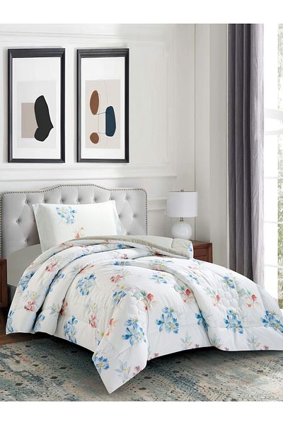 Donetella 2-Piece Digital Print Comforter Set – Twin Size 170x230 cm, Soft Microfiber Bedding Set.