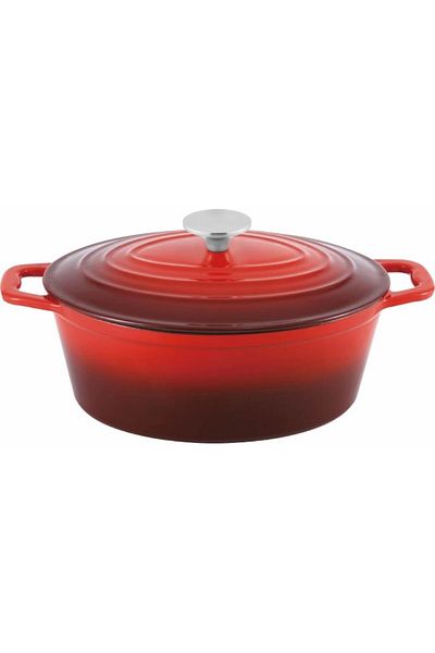 OEM Cratita ovala cu capac, din fonta emailata, 4.00 l, 28x22 cm, Grunberg GR8628