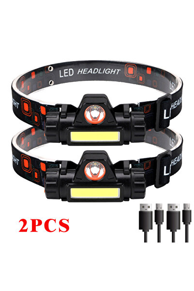 Heinast 005 2 قطعة مصباح أمامي LED صغير محمول قوي XPE + COB USB قابل لإعادة ا...