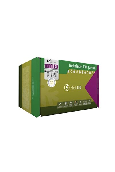 Casa Grande Instalație de Crăciun, 45 m, 1080 LED-uri, alb cald, bliț, interc...