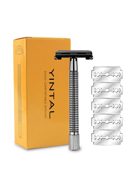 Choice 1 razor 5 blades YINTAL Long Handle Version Butterfly Open Double Edge Safety Razor Men's Classic Ma