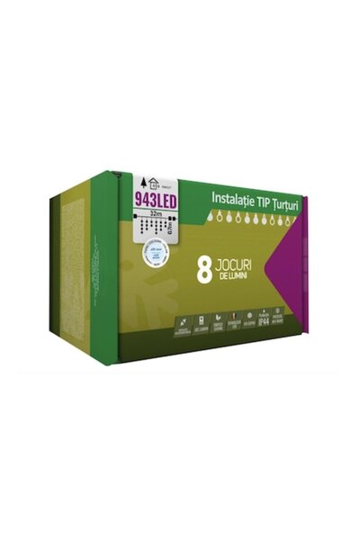 Casa Grande Instalație de Crăciun, 32m, 943 LED-uri, Franjuri, Alb Rece