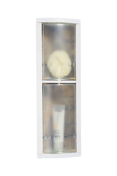 Prima Nova Wall-Mounted Rotating Bathroom Corner Storage Shelf – White & Clear Plastic Organizer