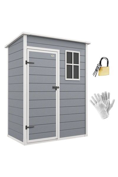 Mercaton Sopron gradina pentru unelte, aluminiu si PP, cu lacat, chei si manusi, gri, 151x92x193