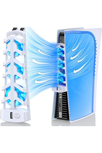 Choice مروحة تبريد بيضاء لجهاز ألعاب PS5 الإصدار الرقمي/القرصي، مراوح تبريد ه...