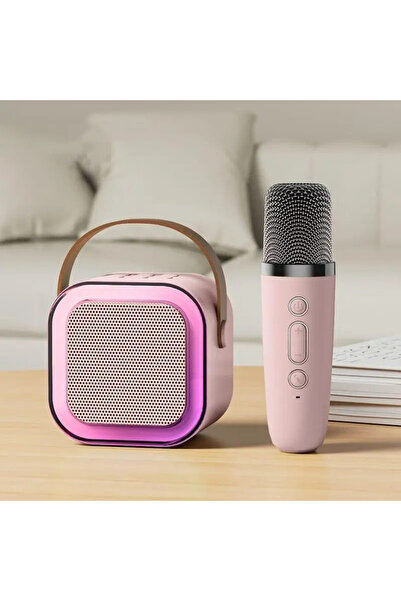 Choice مكبر صوت بلوتوث K12 كاريوكي محمول 5.3 PA مع ميكروفون لاسلكي وردي اللون