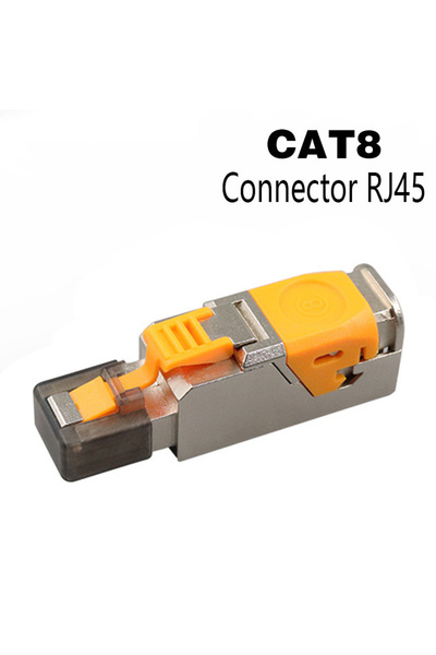 choice2 CAT8 Orange RJ45 Cat8 Cat7 Cat6A Connectors Metal Tool Free Easy Term...