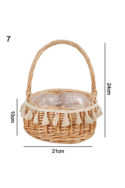Choice Style 7 Willow Rattan Woven Basket Wicker Half Moon Storage With Handl...