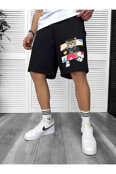 dehaine Premium shorts for men, Black with print, Y247