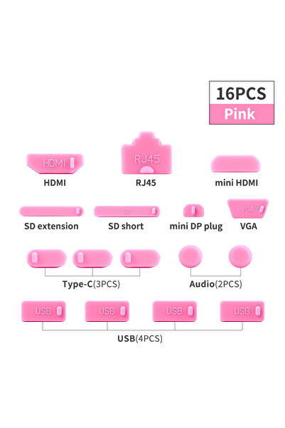 Choice6 16 قطعة من سدادة غبار الكمبيوتر المحمول باللون الوردي وواجهة USB من ا...