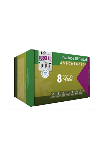 Casa Grande Iluminat de Crăciun, 37 m, 1086 LED-uri, Franjuri, Alb Rece, 8 Jo...