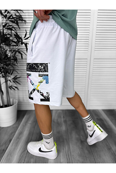 dehaine Premium shorts, for men, White with print, Y243