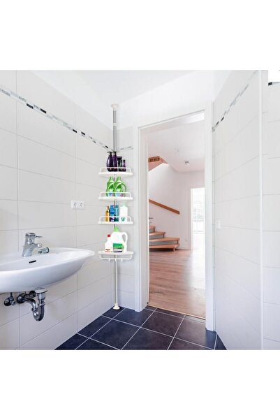 PROCART Raft de baie reglabil 100-320 cm, 4 niveluri, suport pentru prosoape, cârlige