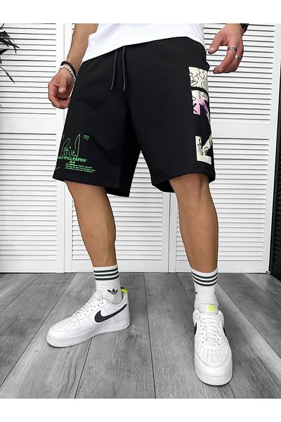 dehaine Premium shorts, for men, Black with print, Y243