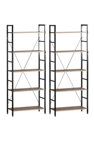 OEM Set 2 x Rafturi cu 5 rafturi din metal și PAL, 60 x 27,60 x 148 cm, Grunb...