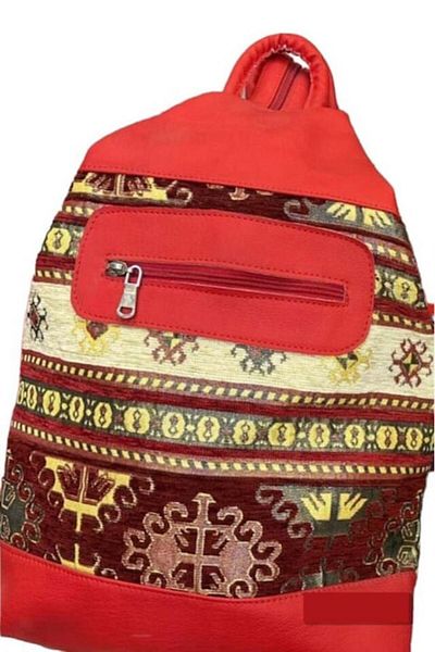 blue moon - Fashion Backpack Textile Material, Multicolor Red