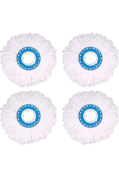 OEM Set 4 capete rotunde pentru mop, microfibră, diametru 16 cm, absorbție ridicată, reutilizabile, albe
