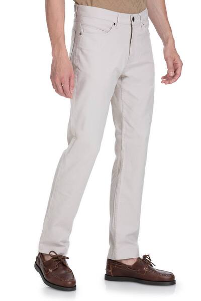 Hatemoğlu Bej Regular Fit Pamuklu 5 Cep Kanvas Pantolon