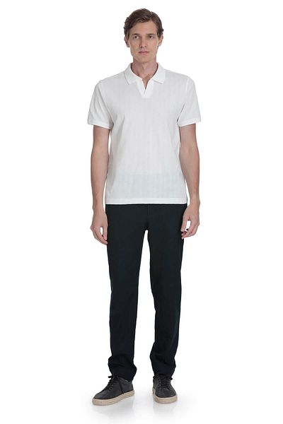 Hatemoğlu White Regular Fit Collar Cotton T-Shirt