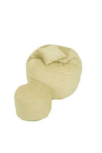 Pufrelax Set Fotoliu King Size cu Otoman (suport picioare) si Perna, Material Textil - Lemon