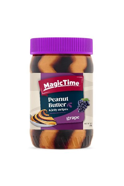 Magic Time Pack of 12 Peanut Butter and Jelly Stripes - Grape (510g)