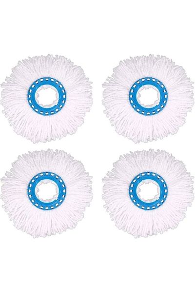 OEM Set 4 capete rotunde pentru mop, microfibră, diametru 16 cm, absorbție ridicată, reutilizabile, albe