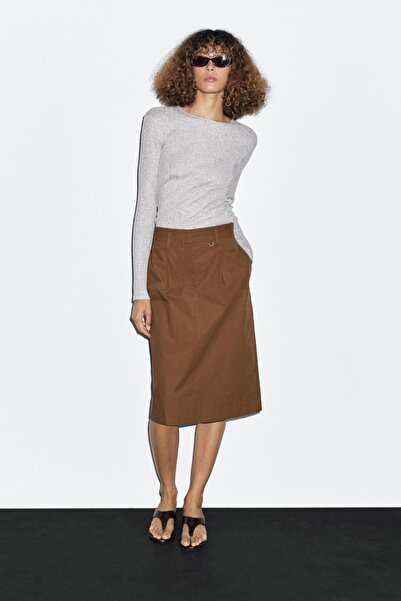 Massimo Dutti Bel detaylı kısa etek