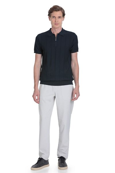 Hatemoğlu Navy Blue Regular Fit Polo Neck Rayon T-Shirt