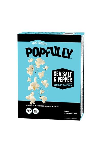 Popfully Pack of 12 Sea Salt & Pepper Microwave Popcorn (240g)