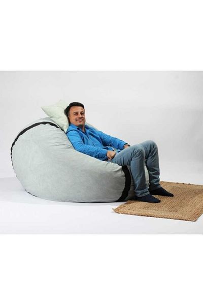 Pufrelax King Size Armchair Set with Cushion, Textile Material - Light Mint