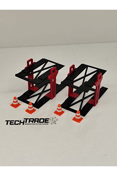 Tech Trade 1/64 Ölçek Diorama 2 Araçlık Lift 2 adet Siyah-Kırmızı + 4 Adet Duba