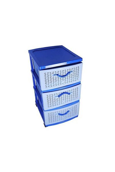 OEM Dulap din ratan plastic cu 3 sertare, 67x45x70, albastru