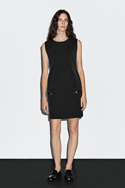 Massimo Dutti Düğme detaylı kısa elbise
