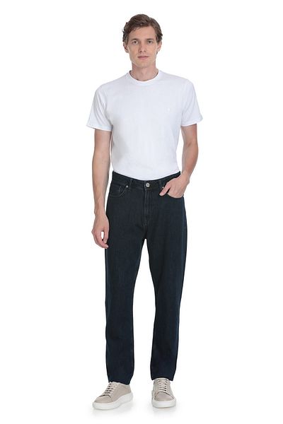 Hatemoğlu Navy Blue Relaxed Fit 5 Pocket Cotton Jeans
